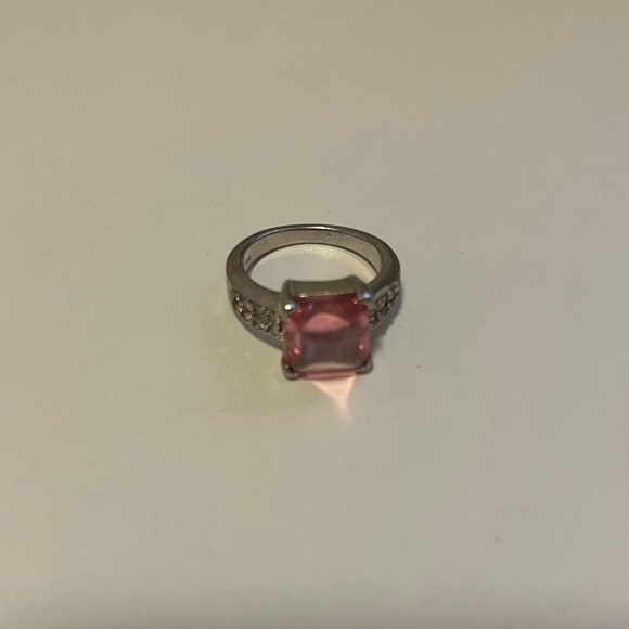Pink Crystal and Sterling Silver Cocktail Ring - Picture 2 of 4